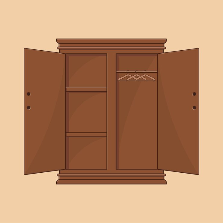 Vetor ilustração em vetor guarda-roupa de madeira de teca