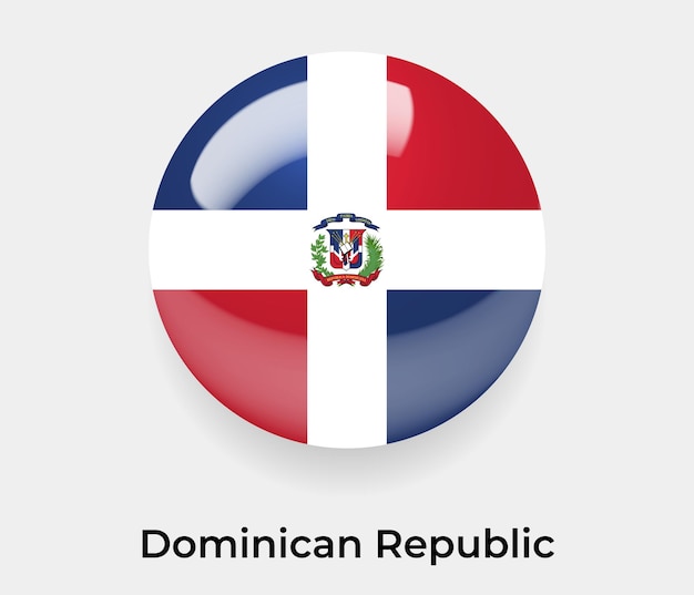 Ilustração em vetor ícone bolha brilhante bandeira da República Dominicana