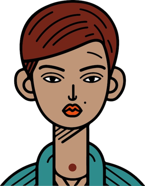 Ilustração em vetor ícone colorido de rosto de mulher de avatar feminino