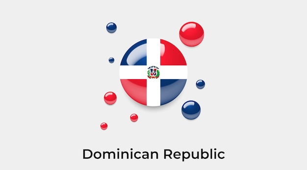 Ilustração em vetor ícone de bolhas brilhantes de bandeira da República Dominicana