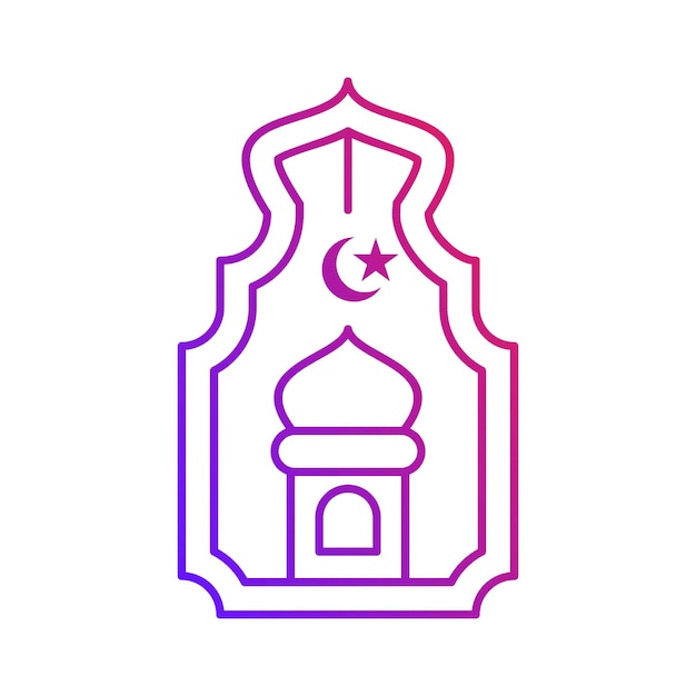 Ilustração em vetor ícone de contorno de gradiente de ornamento de mesquita islâmica