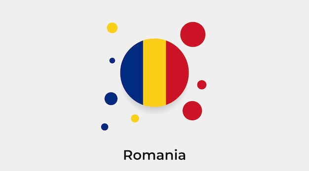Ilustração em vetor ícone de forma redonda de círculo de bolha de bandeira da romênia