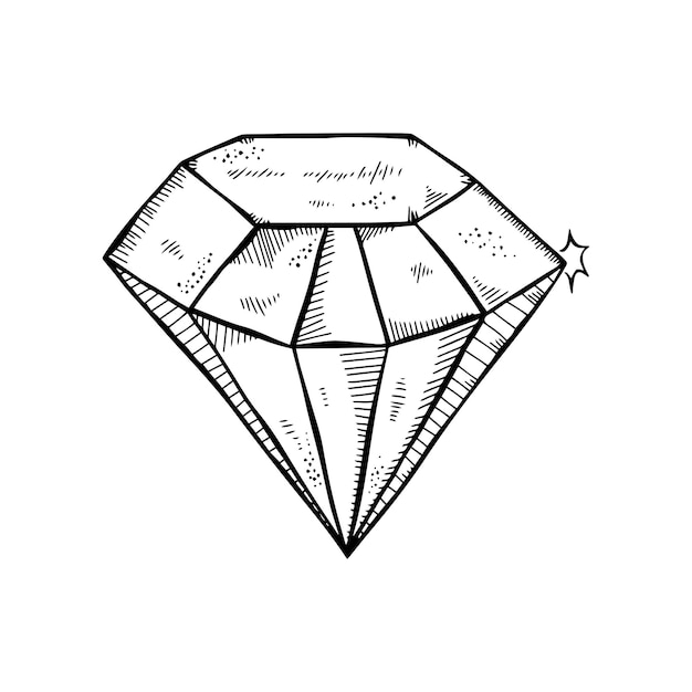 Vetor ilustração em vetor ícone de gemas de diamante desenhadas à mão