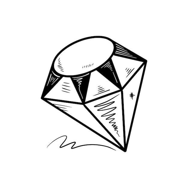 Ilustração em vetor ícone de gemas de diamante desenhadas à mão