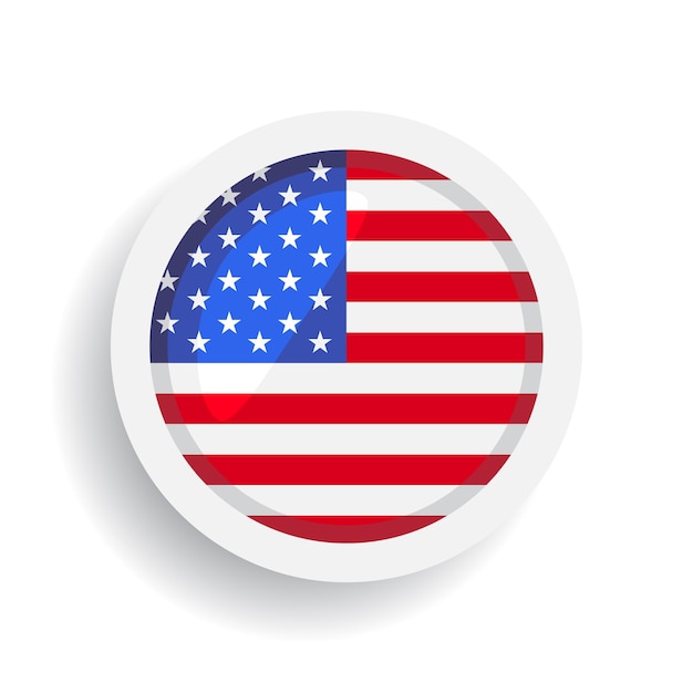 Ilustração em vetor ícone redondo brilhante da bandeira americana