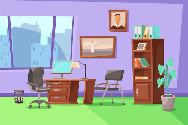 Ilustração em vetor interior de escritório moderno