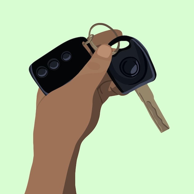 Ilustração em vetor isolada de mão segurando as chaves do carro.