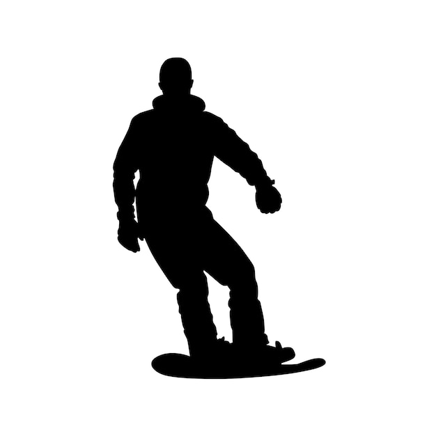 Ilustração em vetor isolado de silhueta negra de snowboarder