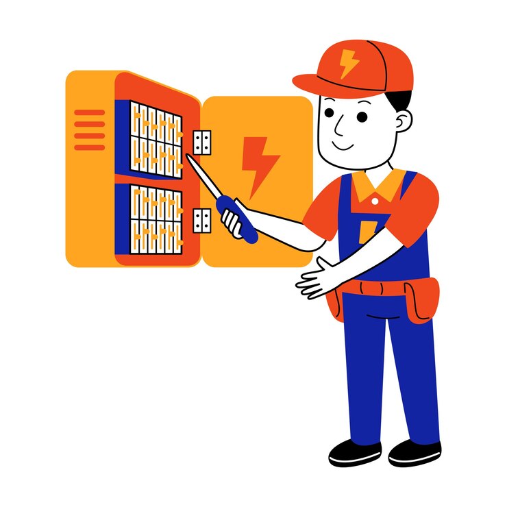 ilustração em vetor jovem eletricista