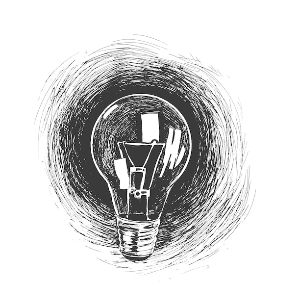 Ilustração em vetor lâmpada desenhada à mão