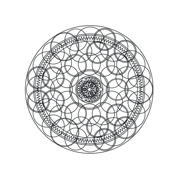 Ilustração em vetor linha fina mandala geométrica monocromática. ornamento decorativo isolado no branco