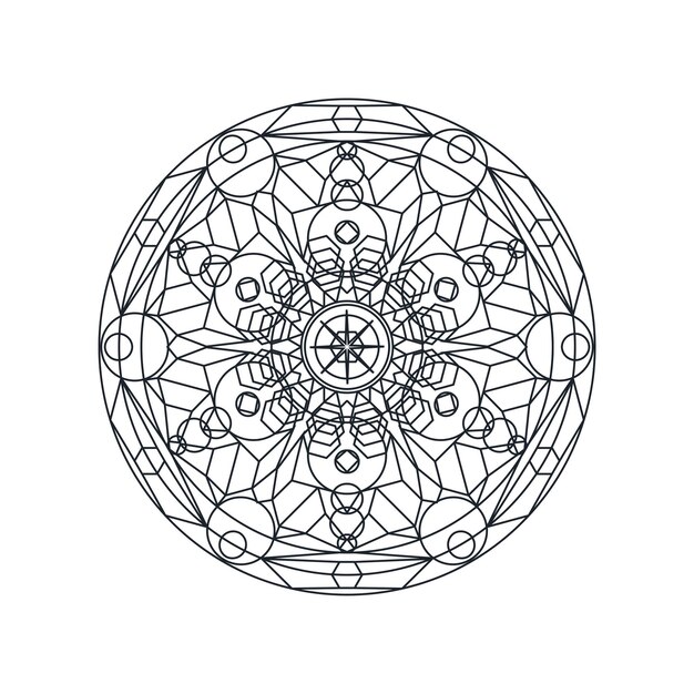 Ilustração em vetor linha fina mandala geométrica monocromática. ornamento decorativo isolado no branco