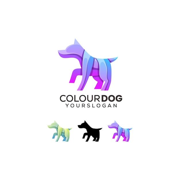 Ilustração em vetor logotipo cão gradiente estilo colorido