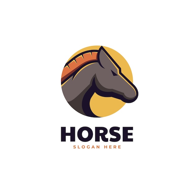 Ilustração em vetor logotipo cavalo estilo simples mascote