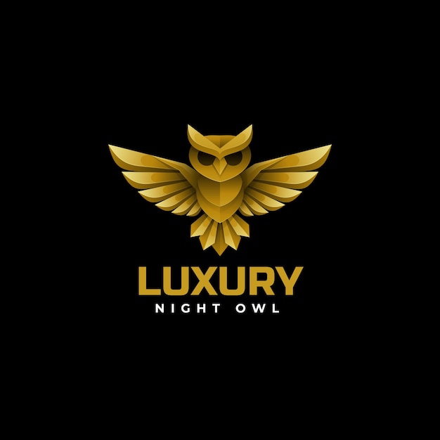 Vetor ilustração em vetor logotipo coruja ouro estilo luxuoso