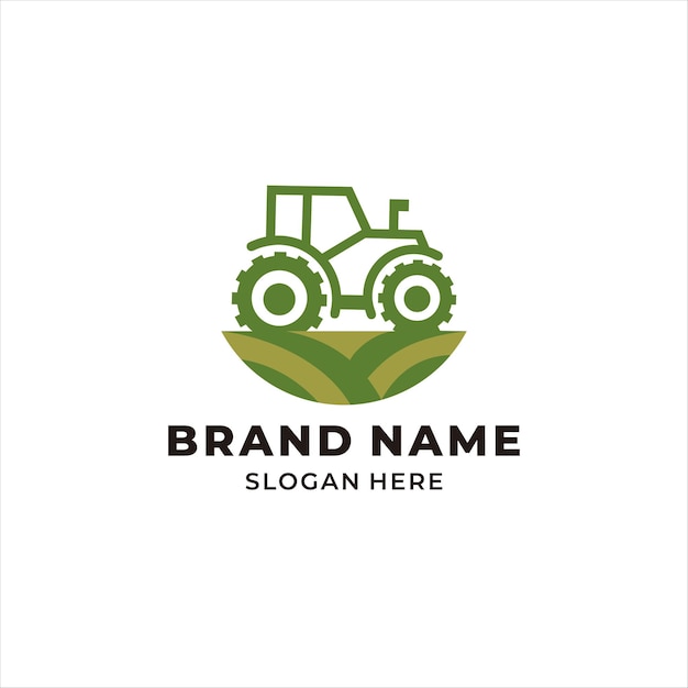 Ilustração em vetor logotipo de agricultura de veículo de equipamento pesado trator