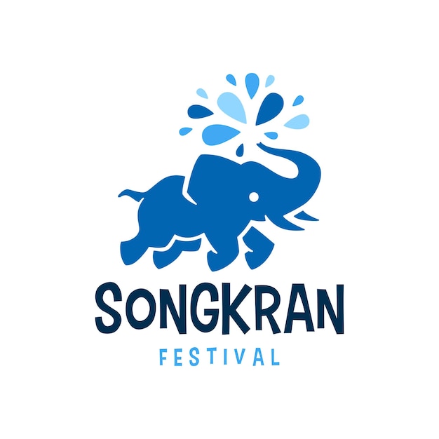 Ilustração em vetor logotipo do festival songkran de água de elefante