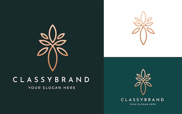 Ilustração em vetor logotipo elegante boutique de salão de beleza de luxo flor elegante