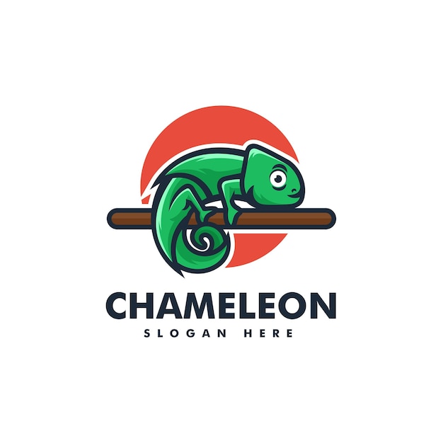 Ilustração em vetor logotipo estilo simples mascote camaleão