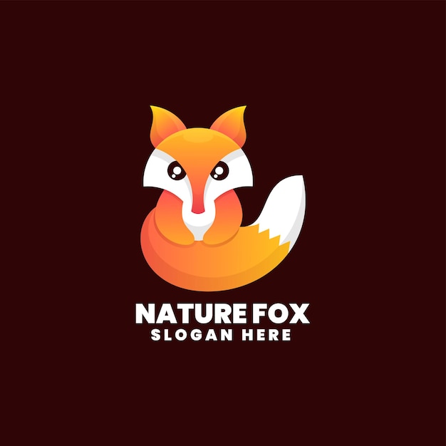 Ilustração em vetor logotipo fox gradiente colorido estilo