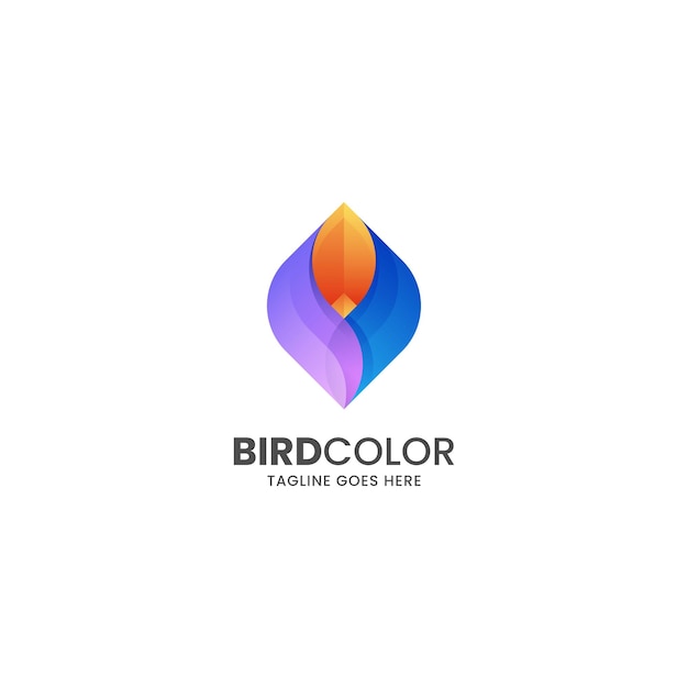 Ilustração em vetor logotipo gradiente de pássaro colorido estilo