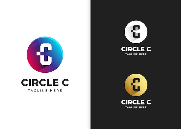 Ilustração em vetor logotipo letra c com design em forma de círculo