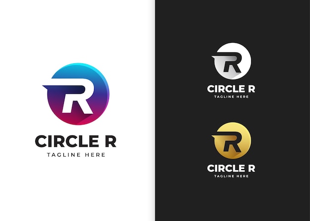 Ilustração em vetor logotipo letra r com design de forma de círculo