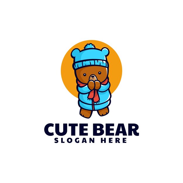 Ilustração em vetor logotipo mascote do urso frio estilo desenho animado