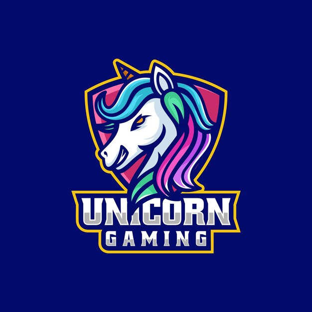 Ilustração em vetor logotipo unicorn e esporte e estilo esportivo