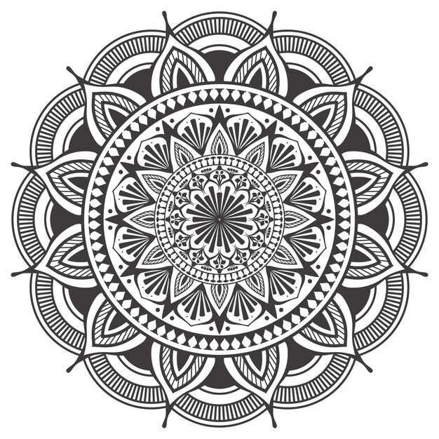 Vetor ilustração em vetor mandala em preto e branco para colorir livro padrão de flores