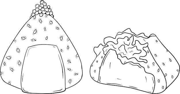 Ilustração em vetor mão desenhada fast-food. Páginas para colorir com comida