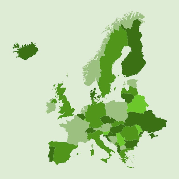 Vetor ilustração em vetor mapa europa verde