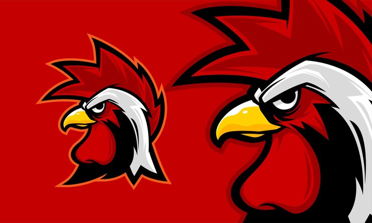Vetor ilustração em vetor mascote com logotipo premium de cabeça de galo zangado
