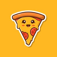 Vetor ilustração em vetor mascote pizza fofo. pizza sticker cartoon