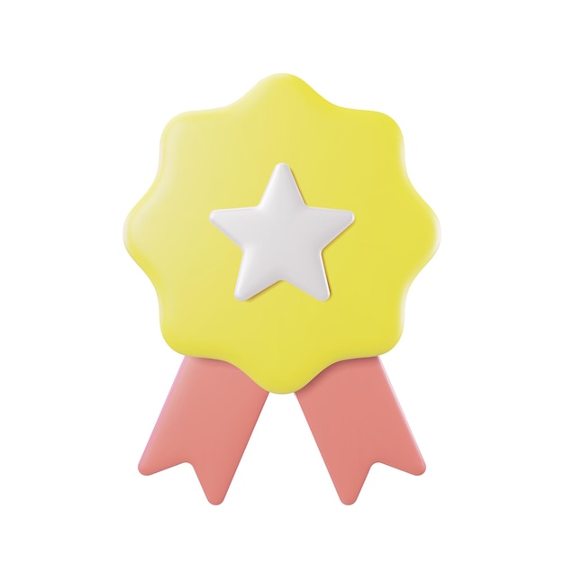 Ilustração em vetor medalha de garantia Ícone do emblema 3D com estrela e fita Fundo isolado