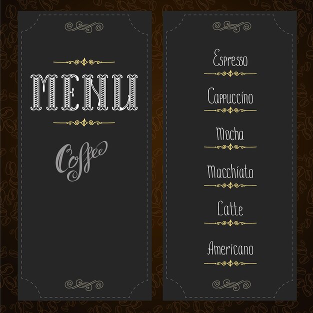 Ilustração em vetor menu café