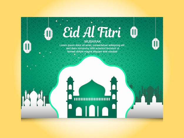 Ilustração em vetor modelo de banner al fitr mubarak