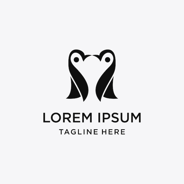 Ilustração em vetor modelo de design de ícone de logotipo de pinguim