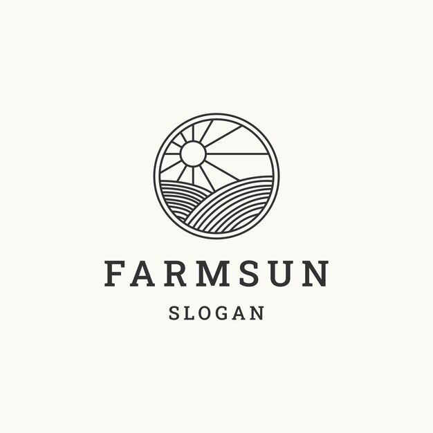 Ilustração em vetor modelo de design de ícone de logotipo de sol de fazenda