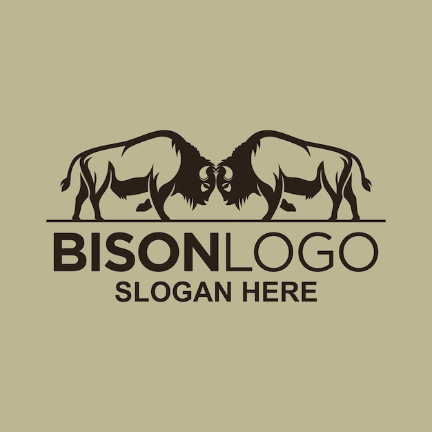 Ilustração em vetor modelo de design de logotipo vintage de bisonte