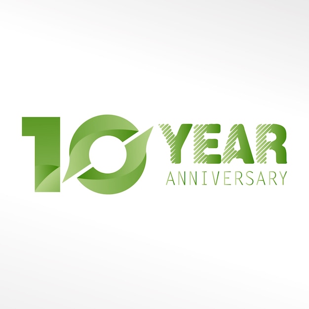 Ilustração em vetor modelo de logotipo de aniversário de 10 anos, cor branca