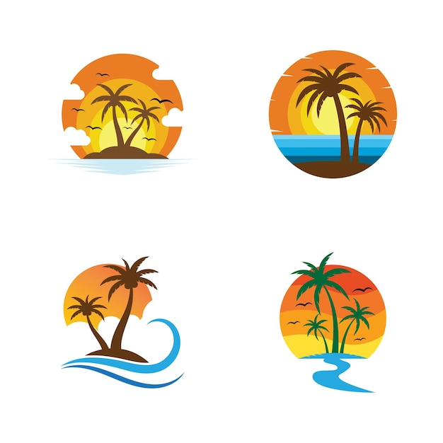 Ilustração em vetor modelo de logotipo de verão palmeira