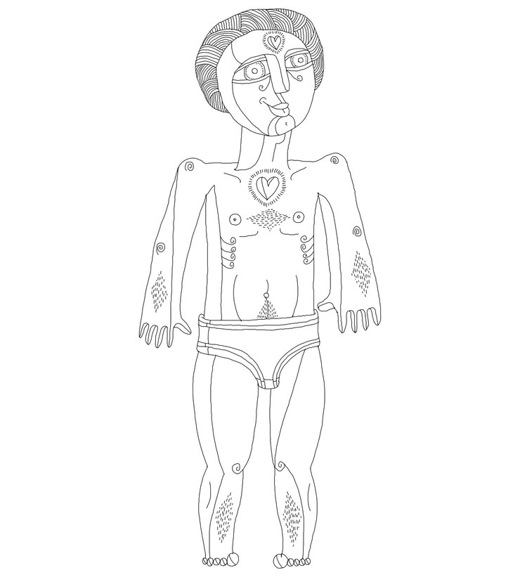 Vetor ilustração em vetor monocromática de homem nu, conceito de adam. imagem desenhada à mão de pessoa isolada em branco simbolizando amor e bondade.