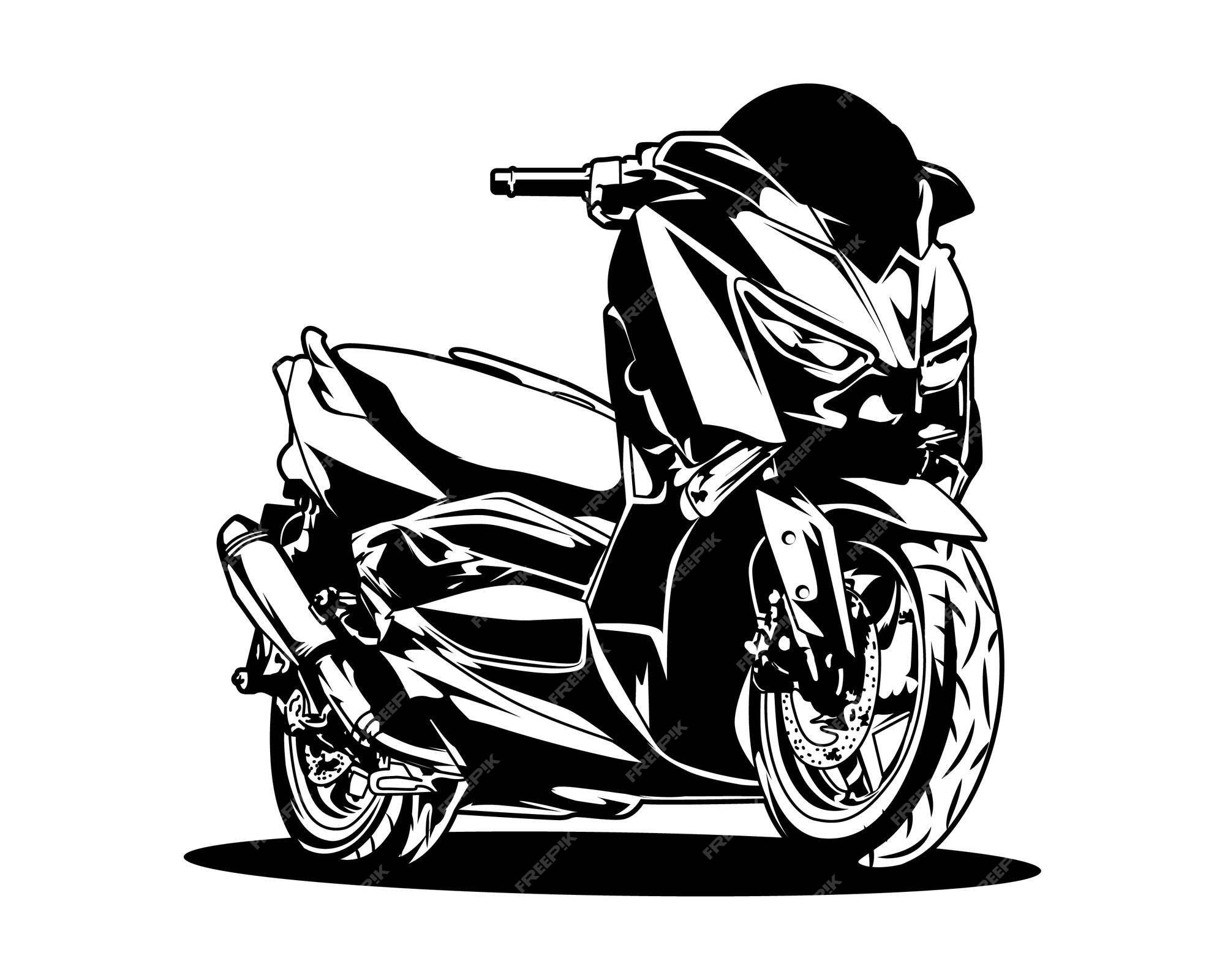 Desenho Em Preto E Branco De Vetor De Moto Com Desenho De Peças