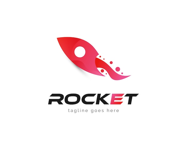 Ilustração em vetor nave espacial moderna design de logotipo de foguete vermelho