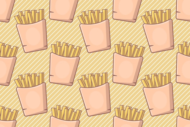 Vetor ilustração em vetor padrão sem emenda de comida de batatas fritas