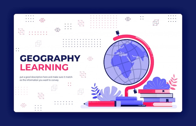 Ilustração em vetor página inicial da aprendizagem de geografia.
