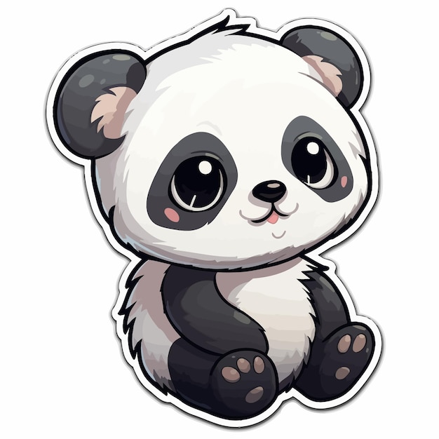 personagem de animal selvagem de rosto de panda fofo em ilustração vetorial  de desenho animado com linha preta 17173046 Vetor no Vecteezy