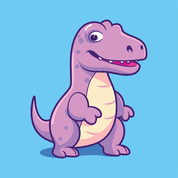 ilustração em vetor personagem dinossauro dos desenhos animados isolada em azul no estilo de negrito roxo claro