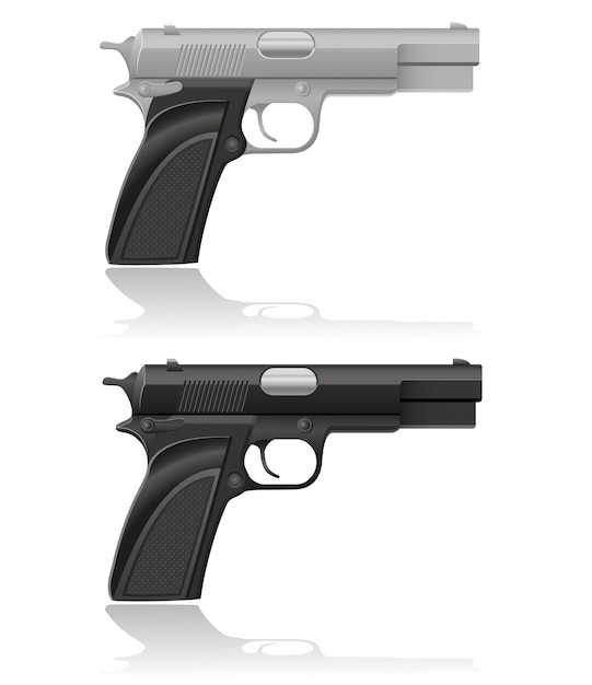 Ilustração em vetor pistola automática prata e preto